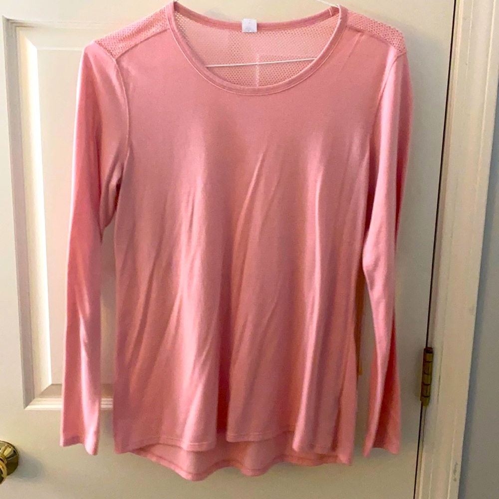 Pink long sleeve workout top